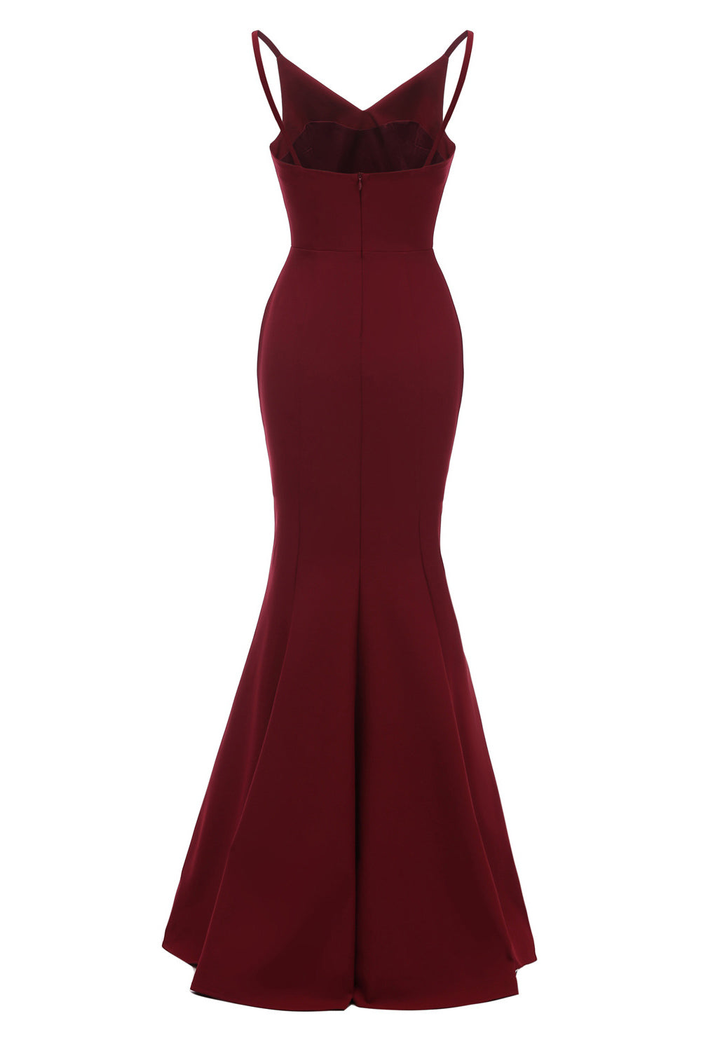 Burgundy Mermaid Spaghetti Straps Long Prom Dress