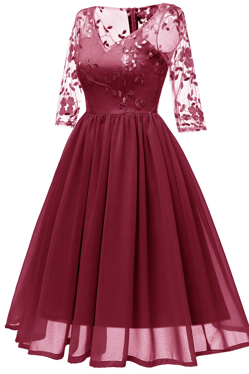 Champagne V-neck A-line Applique Prom Dress With Sleeves