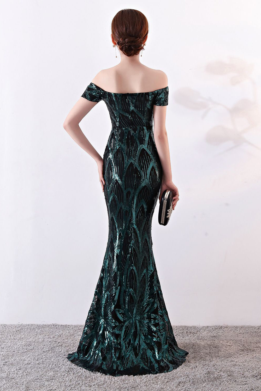 Black Off The Shoulder Mermaid Evening Dress