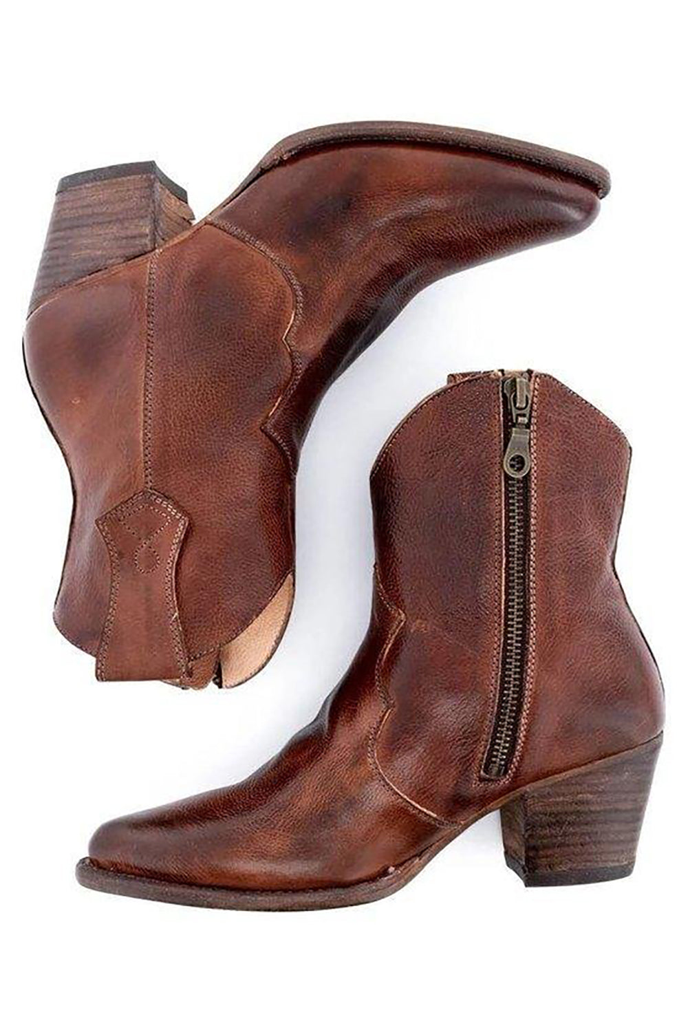 Brown PU Leather Chunky Steels Boho Boots