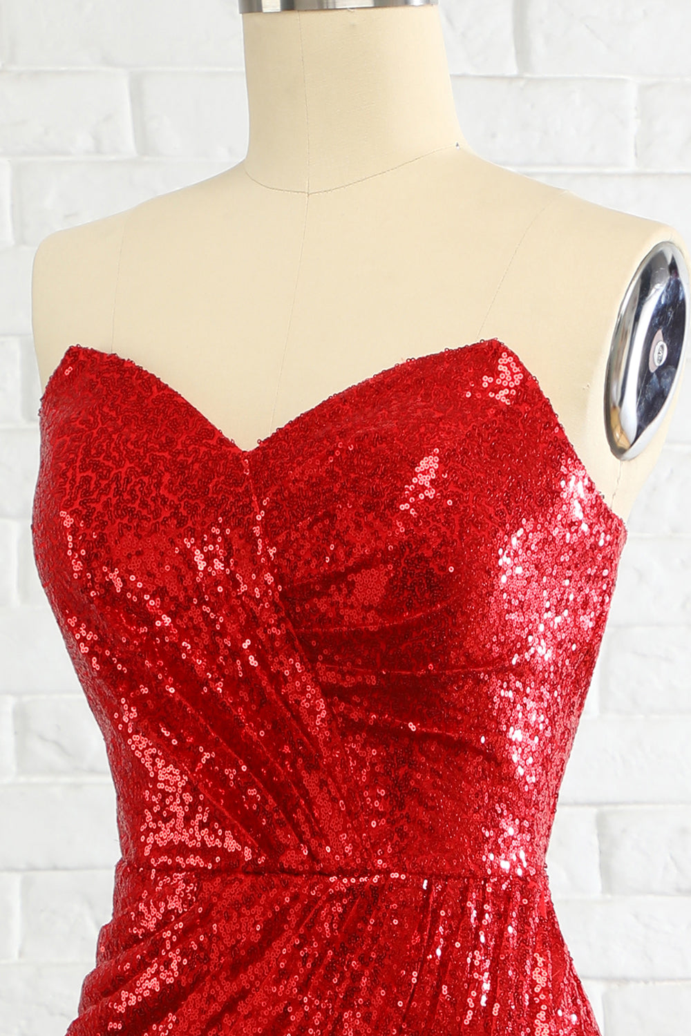 Sheath Sweetheart Red Sequins Prom Dress with Sequins