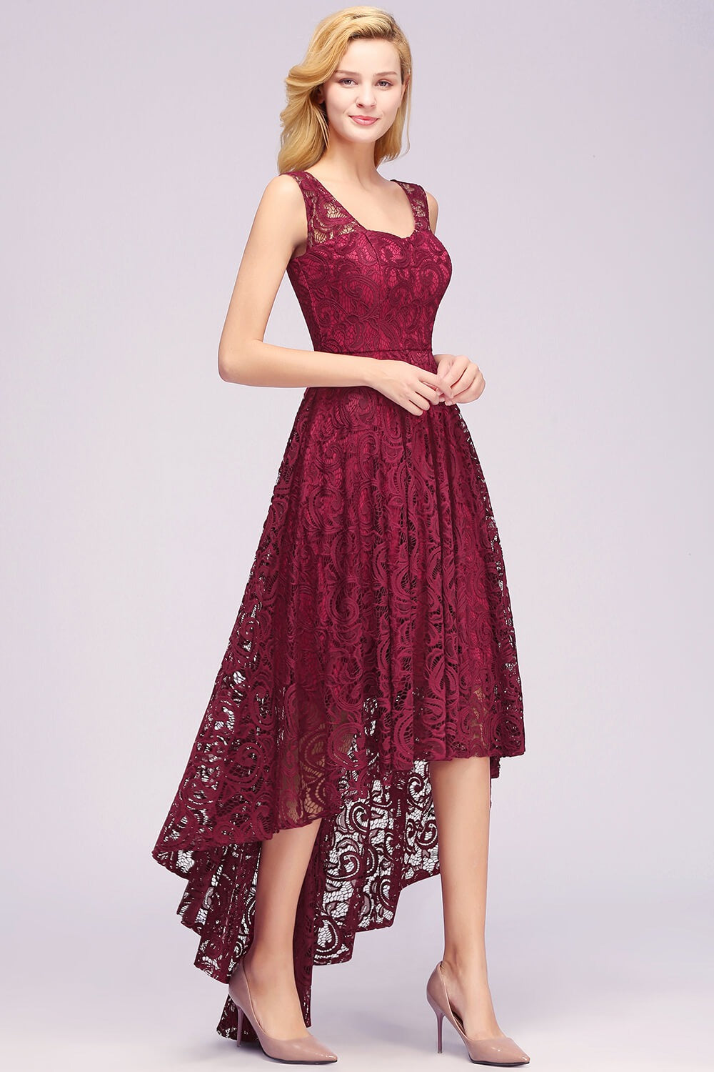 Elegant Scoop Sleeveless Lace Prom Party Dress