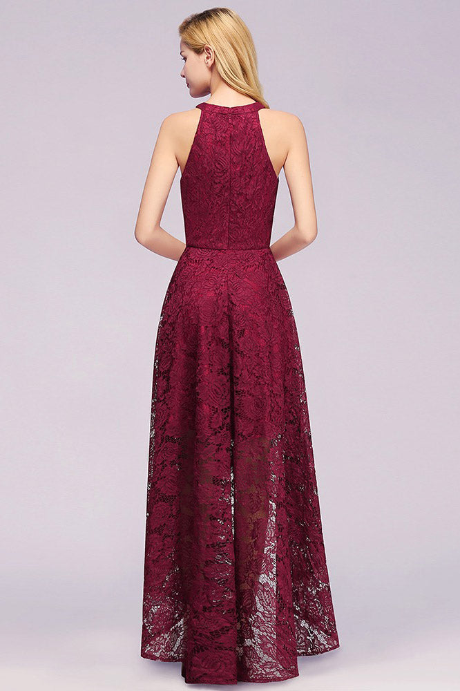 Luxurious Sleeveless Scoop Hi-Lo Lace Prom Dress Online