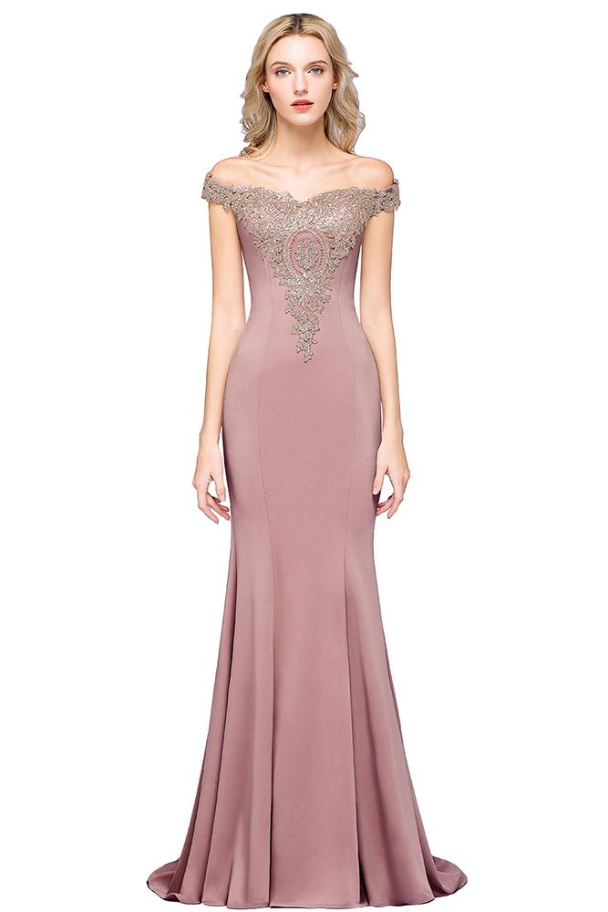 Amazing Mermaid Off-The-Shoulder Lace Long Prom Dress With Appliques