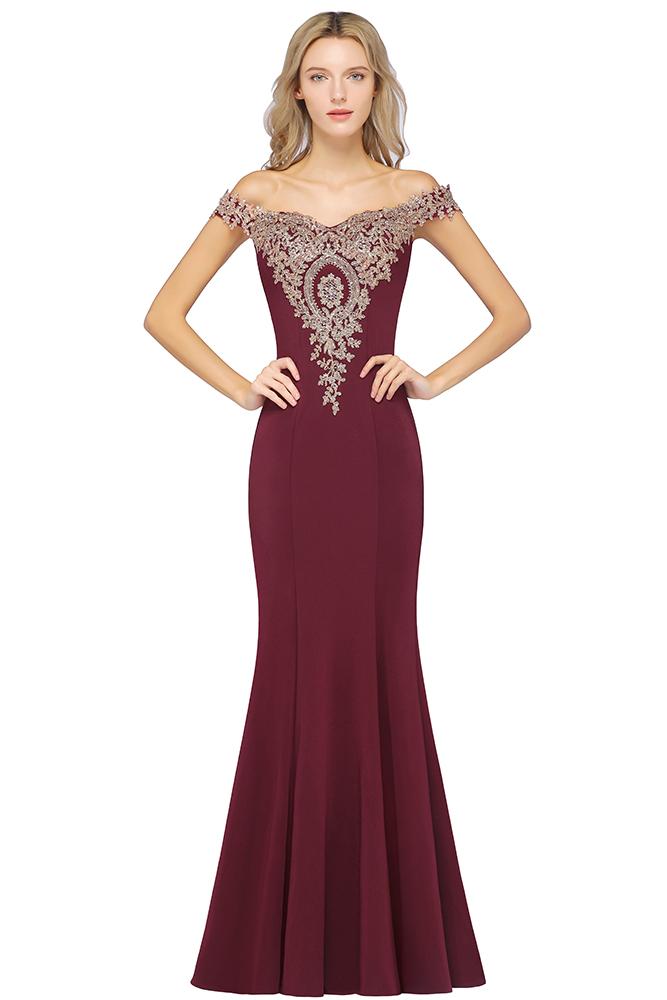 Amazing Mermaid Off-The-Shoulder Lace Long Prom Dress With Appliques