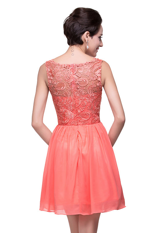 Designer Sleeveless Scoop Lace Short Homecoming Dresses