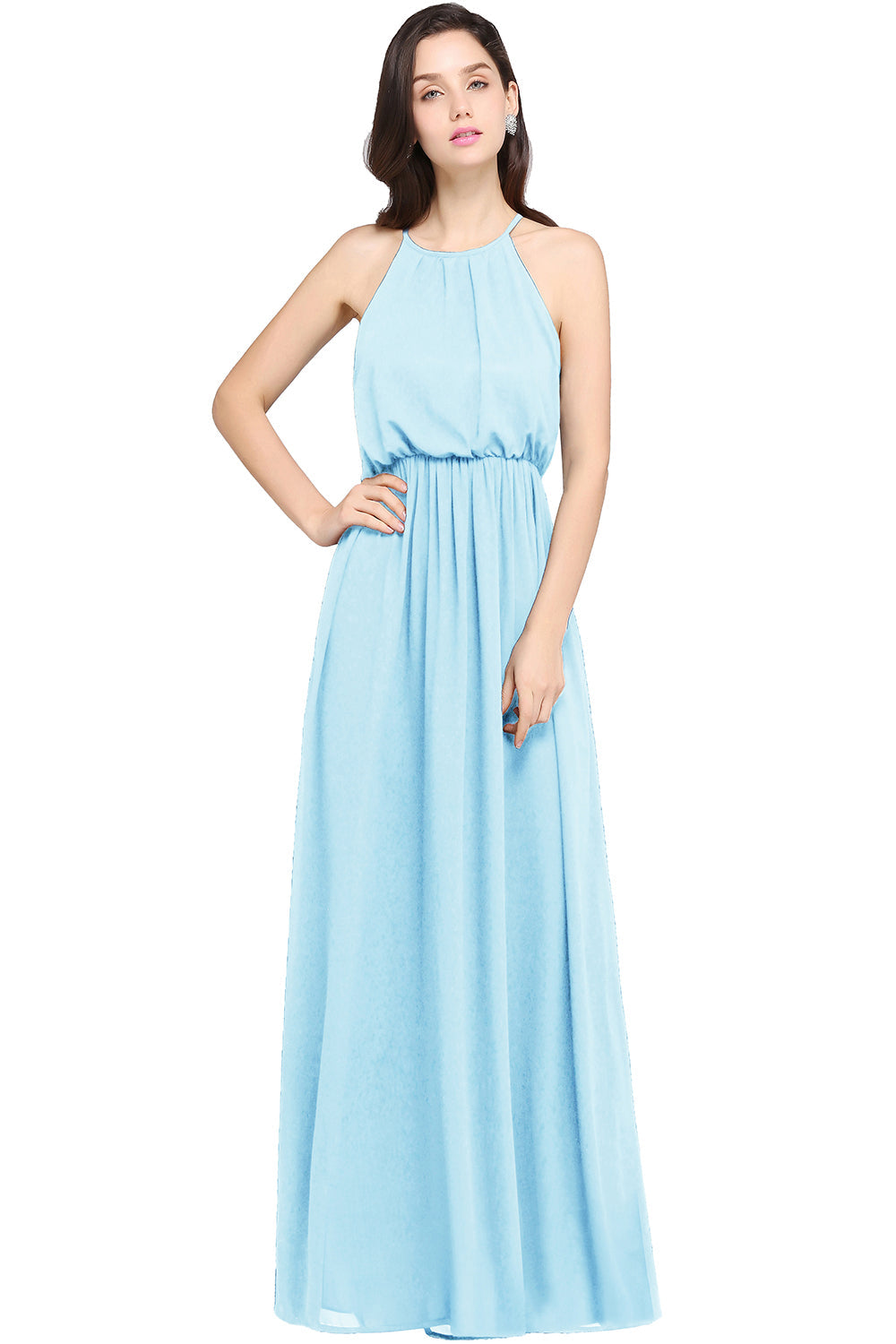 Amazing Sleeveless Halter Chiffon Party Dress Long