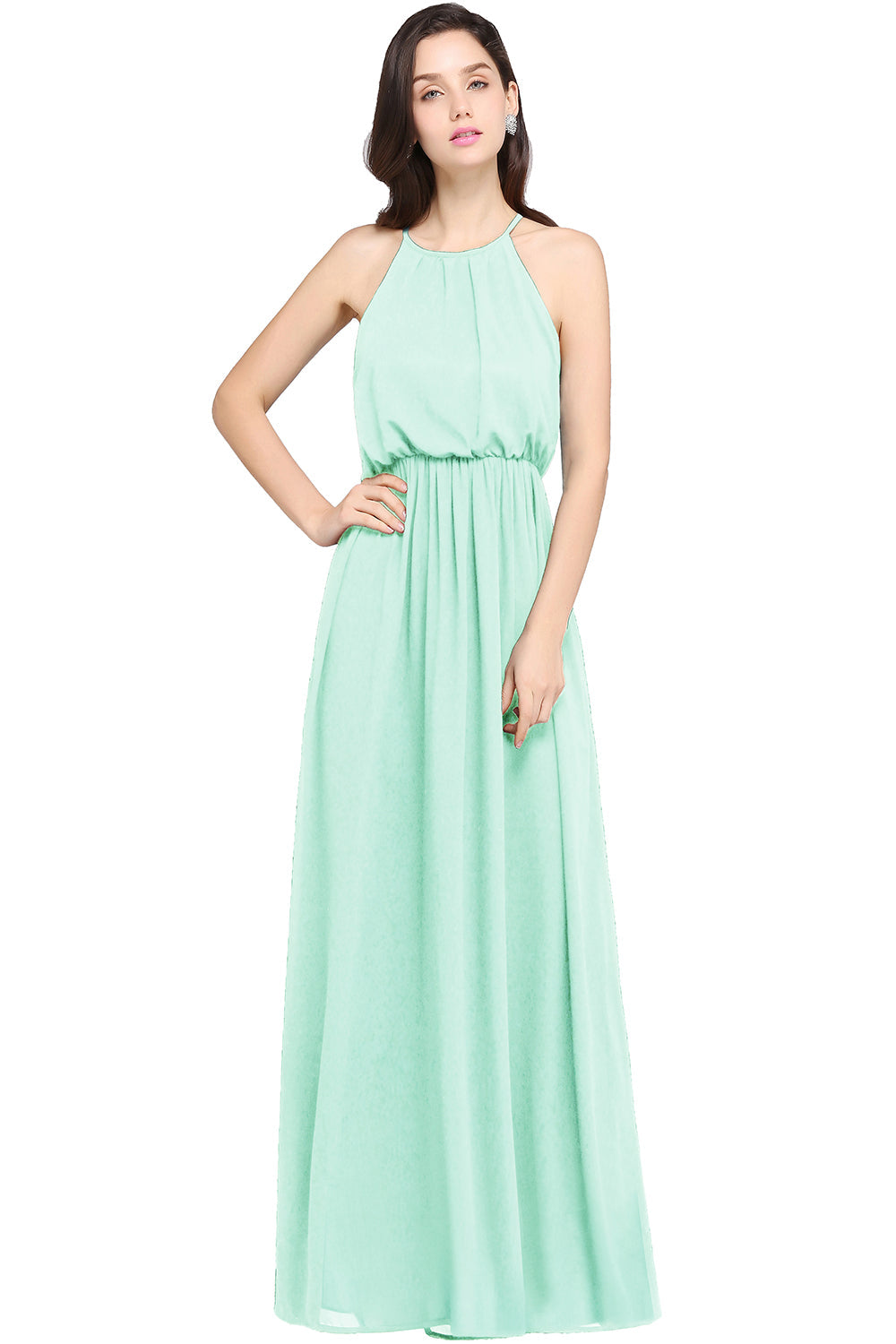 Amazing Sleeveless Halter Chiffon Party Dress Long