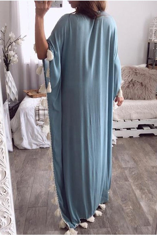 Casual Tassel Blue Maxi Dress