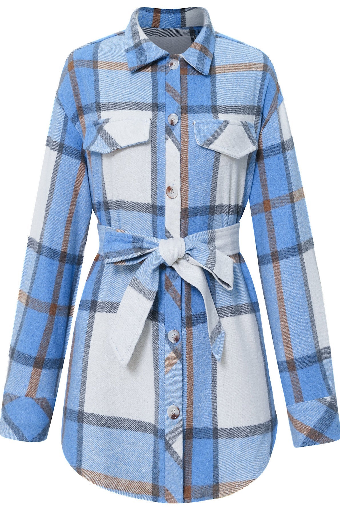 Casual White & Blue Plaid Shirt