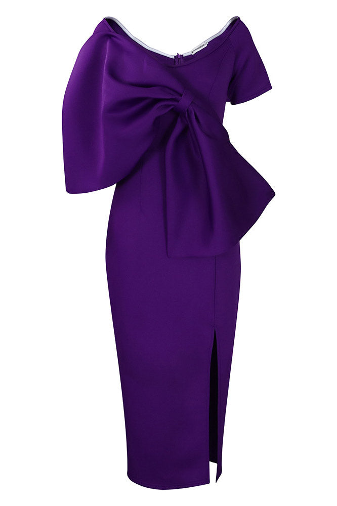 Celebrity Inspired Fuchsia Formal Party Dress With A Bow