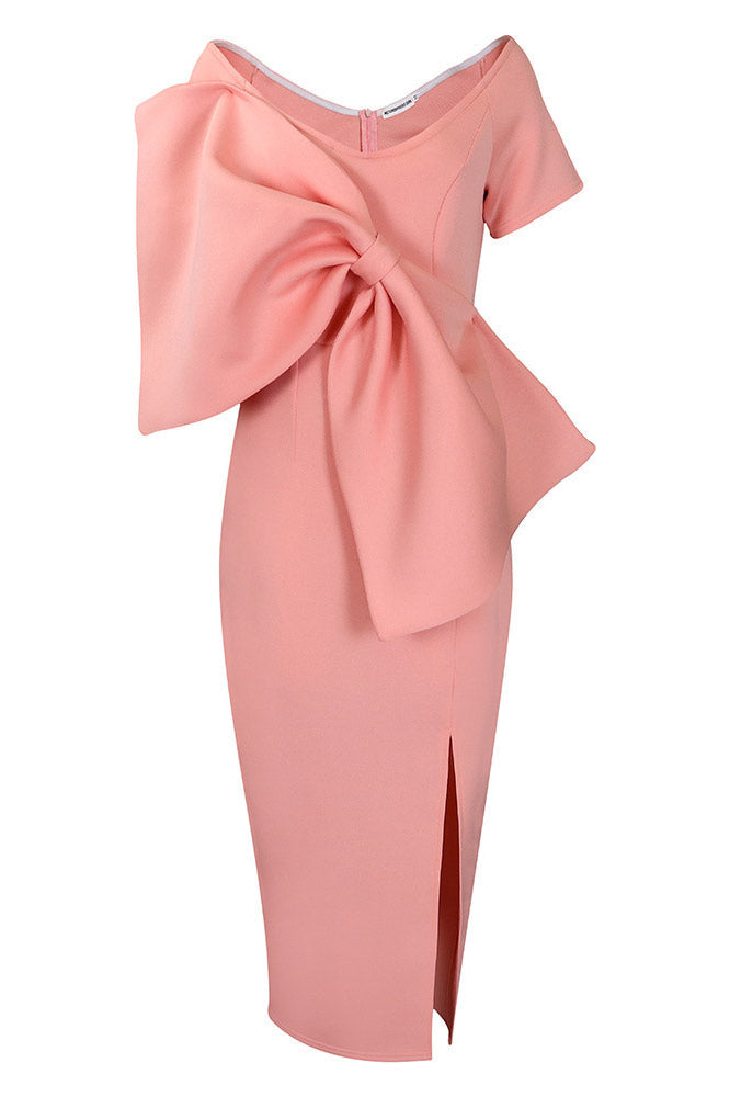 Celebrity Inspired Fuchsia Formal Party Dress With A Bow