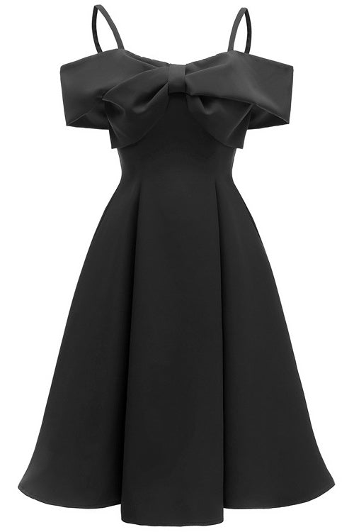 Chic Dark Navy Off-the-shoulder A-line Cocktail Party Dress