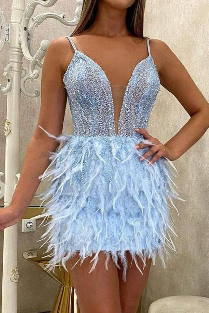 Chic Mini Light Sky Blue Party Homecoming Dress