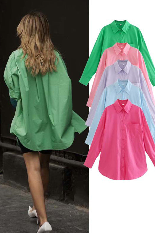 Chic Pink Long Sleeve Button-up Shirt