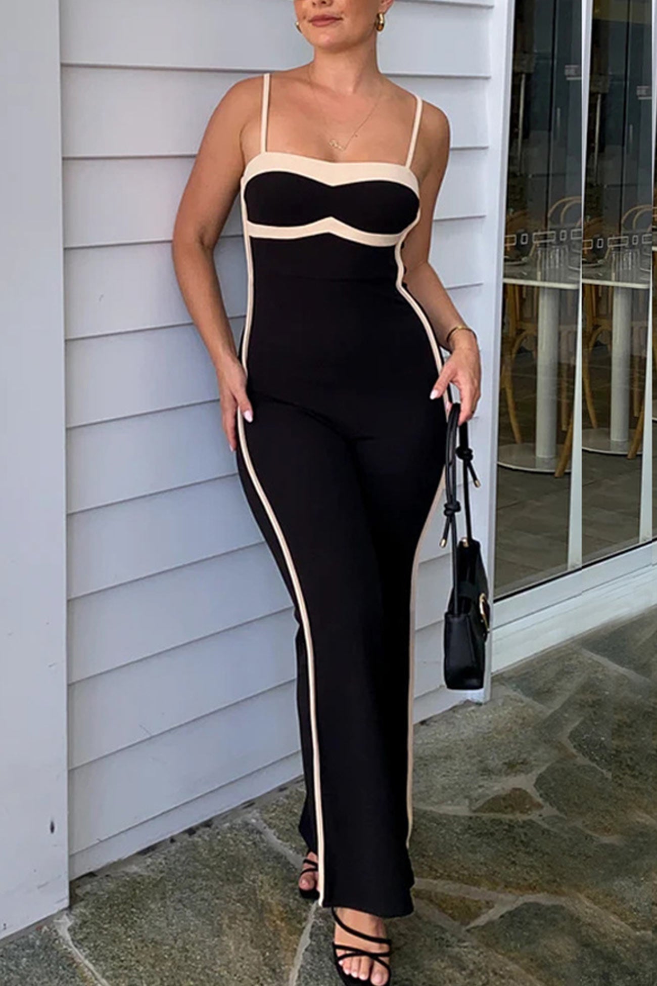 Contrast Spaghetti Straps Jumpsuits