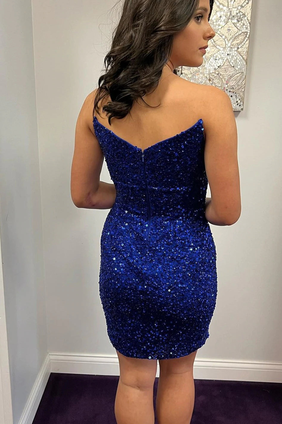 Veda Sheath V-Neck Sequined Homecoming Dress