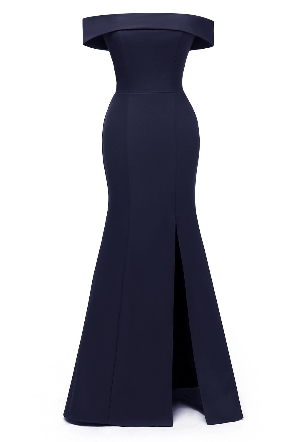 Dark Navy Off-the-shoulder Mermaid Prom Dress