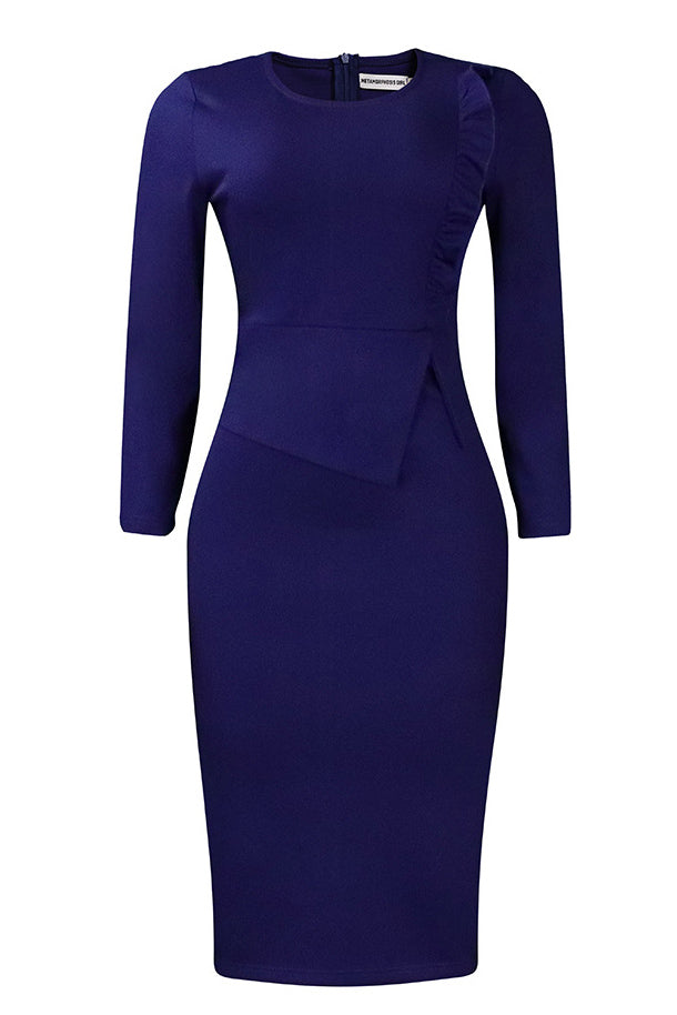 Dark Navy Long Sleeve Bodycon Dress