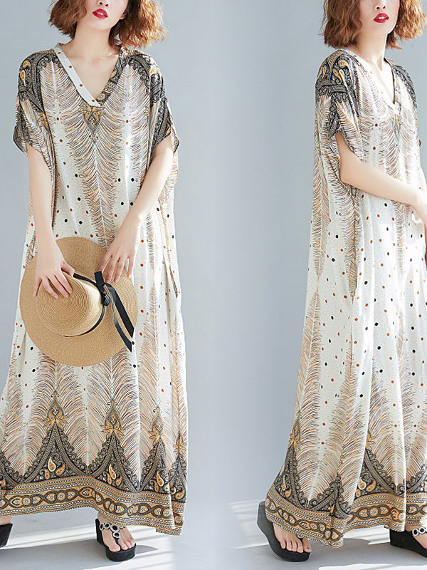 Rhombus Sprout Kaftan Dress - Fashionpara