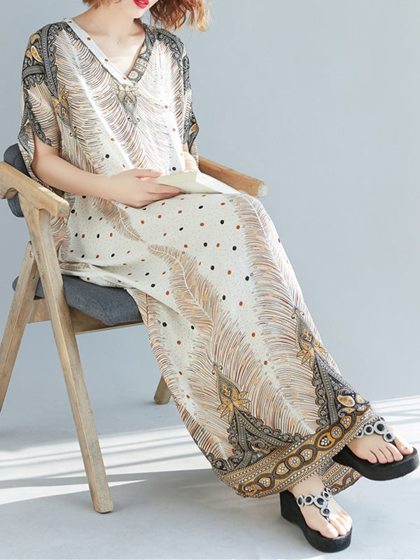 Rhombus Sprout Kaftan Dress - Fashionpara