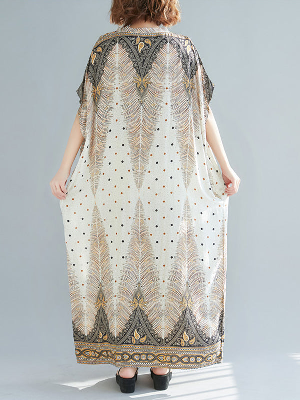 Rhombus Sprout Kaftan Dress - Fashionpara