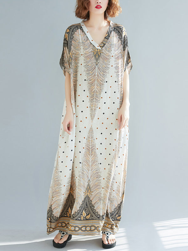 Rhombus Sprout Kaftan Dress - Fashionpara