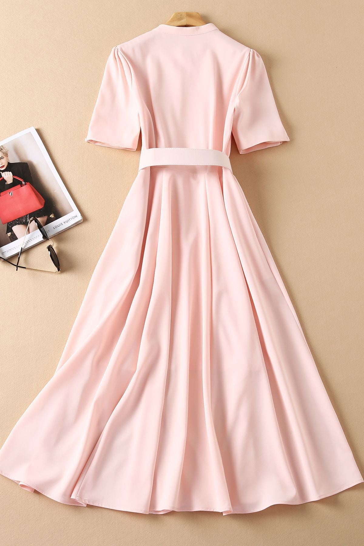 Elegant Kate Middleton Pink Midi A-Line Dress