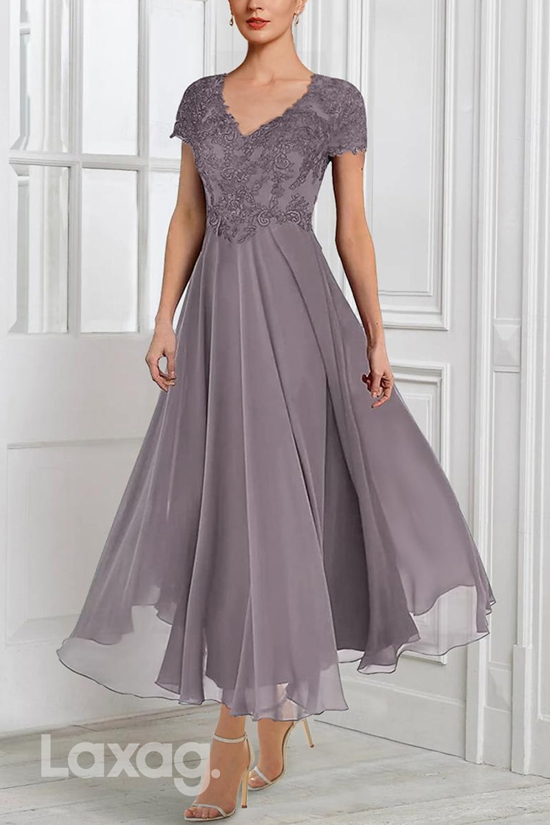 22522 - Elegant Two-Piece Suit Appliques Chiffon Mother Of the Bride Dress - Fashionpara