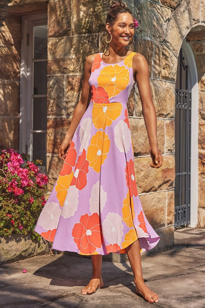 Fashion Print Sleeveless Beach Maxi Dress