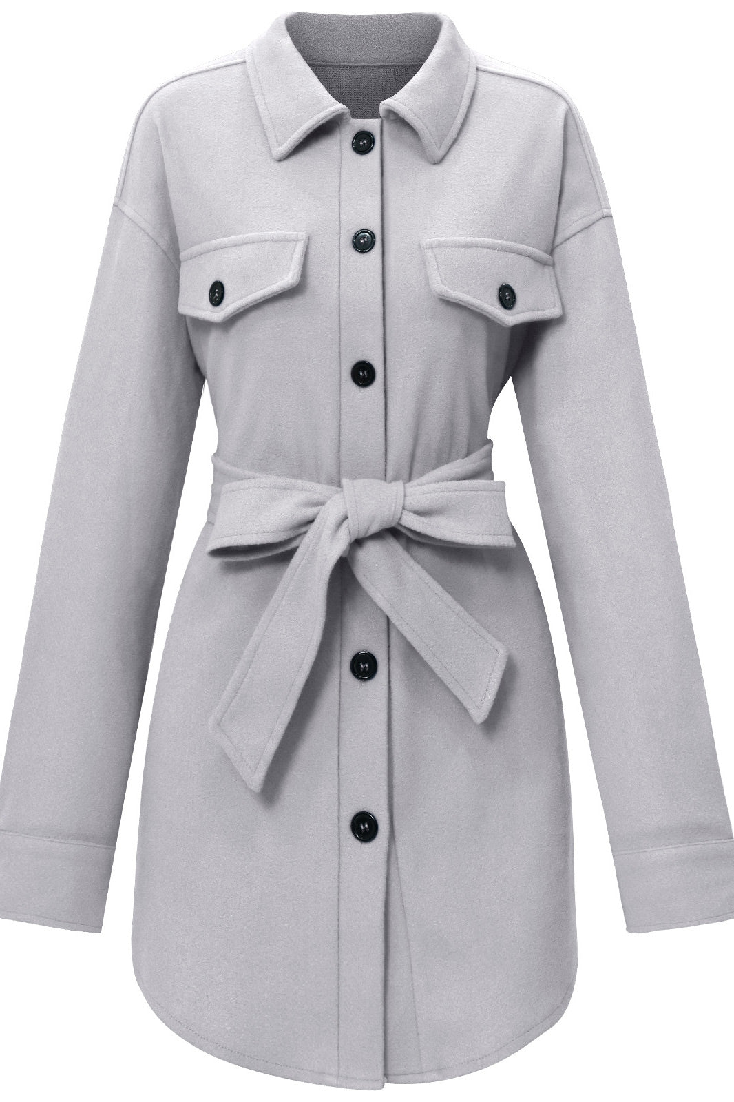 Fashion Women Belted Button Long Sleeves Coat 