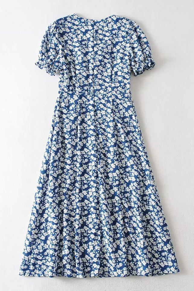 Floral Short Sleeve Midi Dress