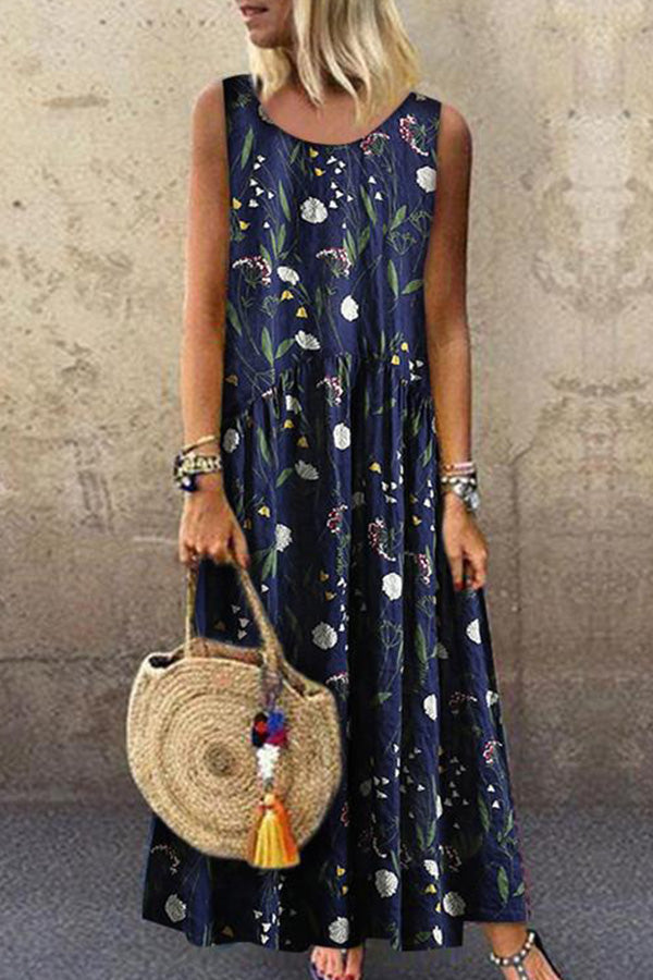 Vacation Floral Print Tank Dress - Mislish