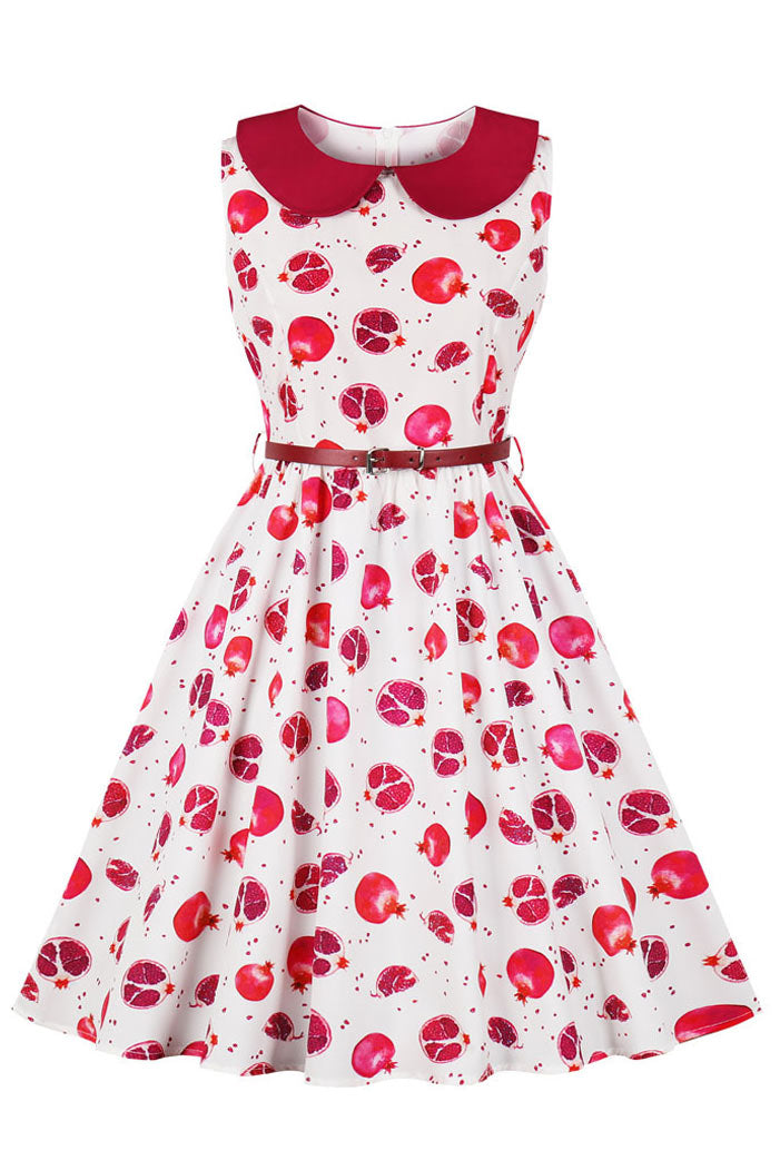 Fruit Print Sleeveless Retro Dress