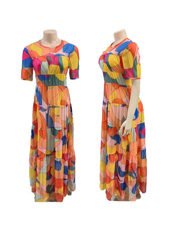 Printed Ruffle Maxi Dress