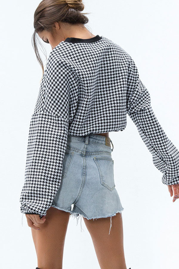 Scoop Grid Crop Sweatshirt