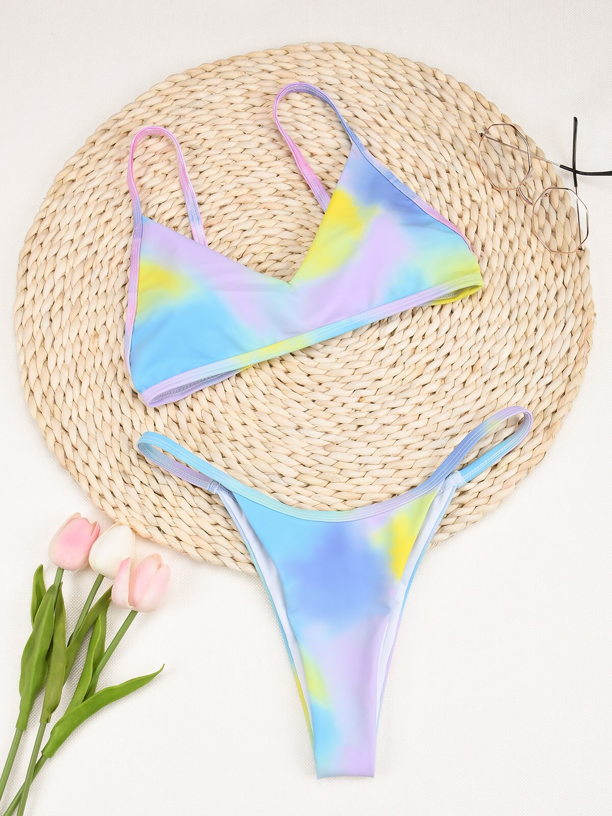 Tie Dye Thong Brazilian Bather Bikini Set