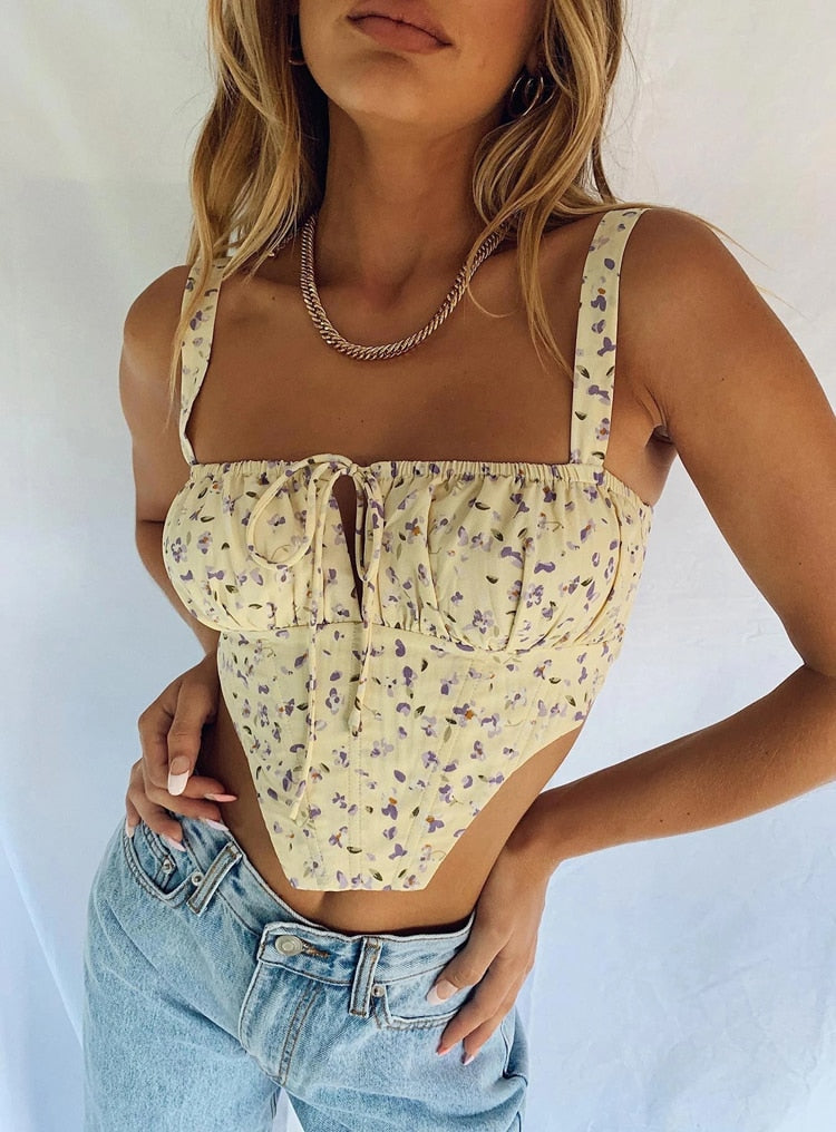 Brunch Ready Floral Corset Top