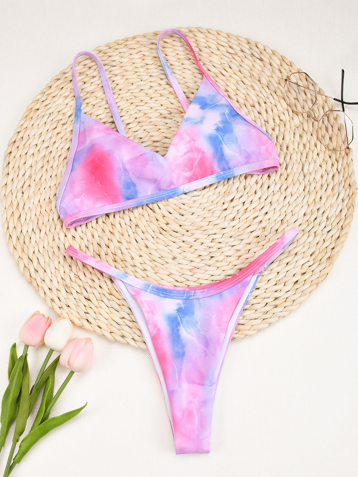 Tie Dye Thong Brazilian Bather Bikini Set