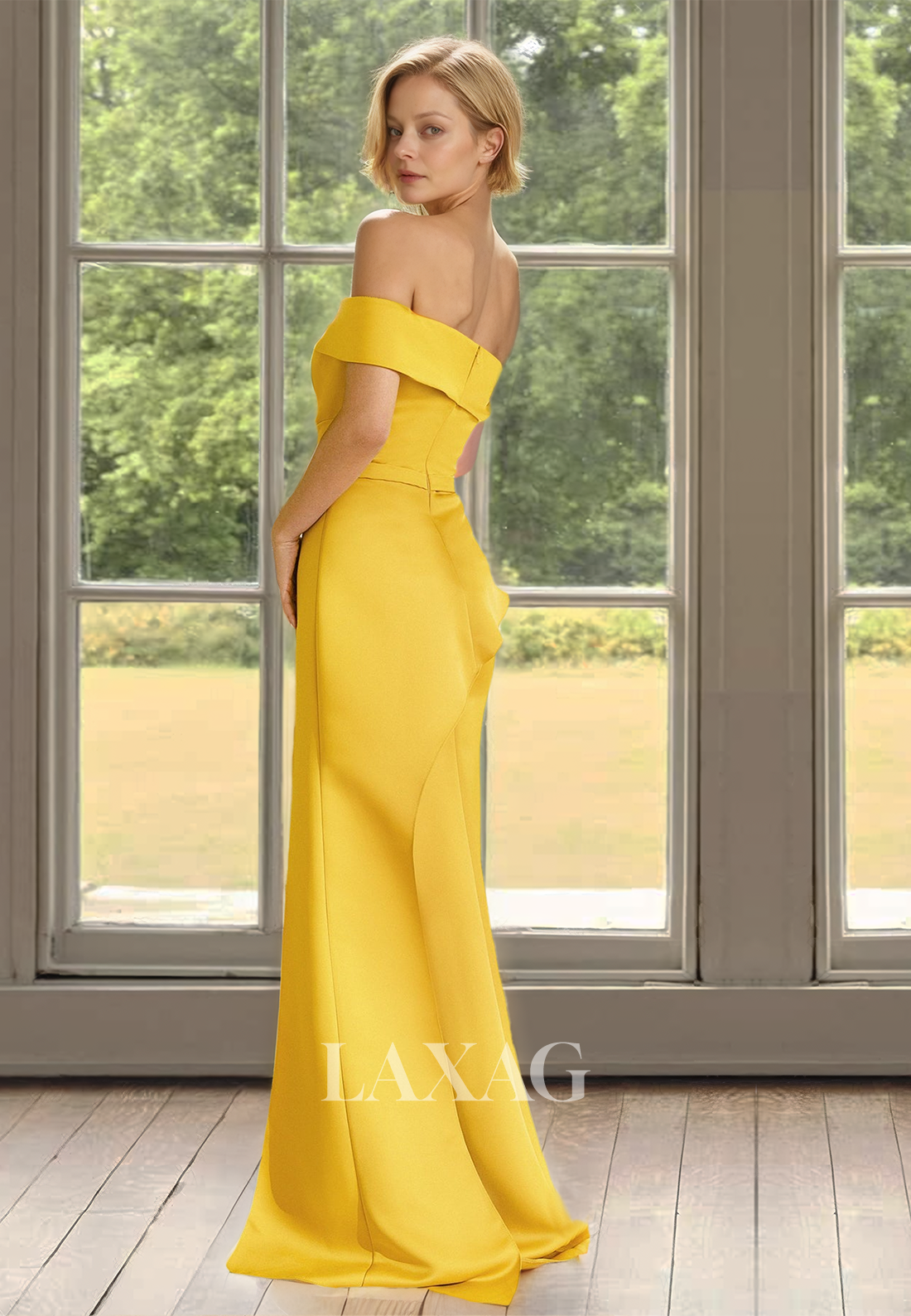 Tube Top Off-Shoulder Sleeveless Cocktail Gowns Pleated Floor-Length High Slit Mother of the Bride Dress - Fashionpara