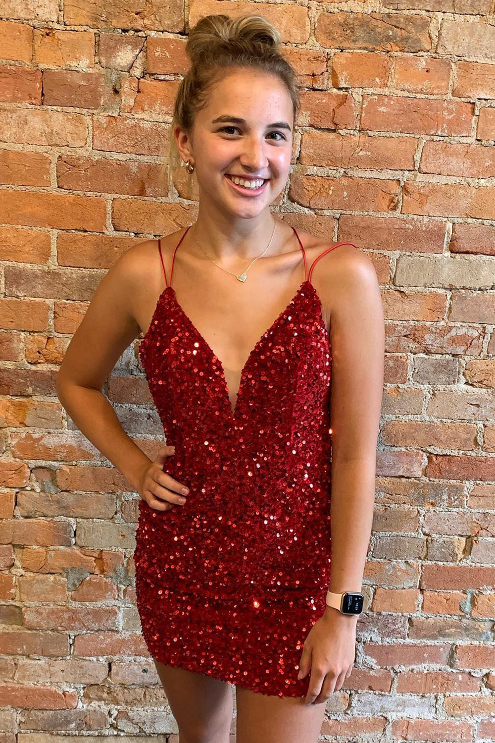 Olga Bodycon Sequined Short Homecoming Dress