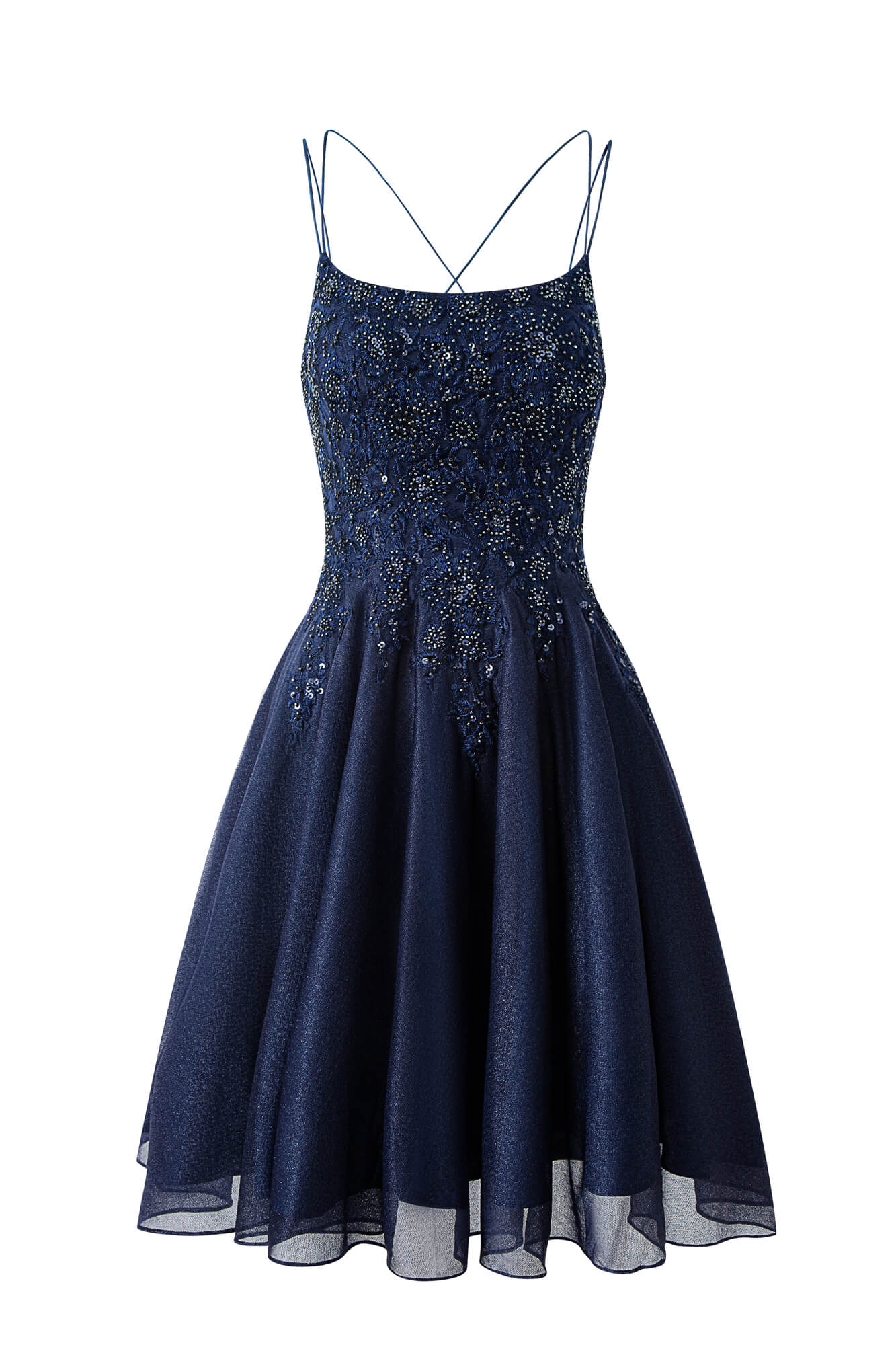 Evelyn Navy Blue A-Line Chiffon Short Homecoming Dress