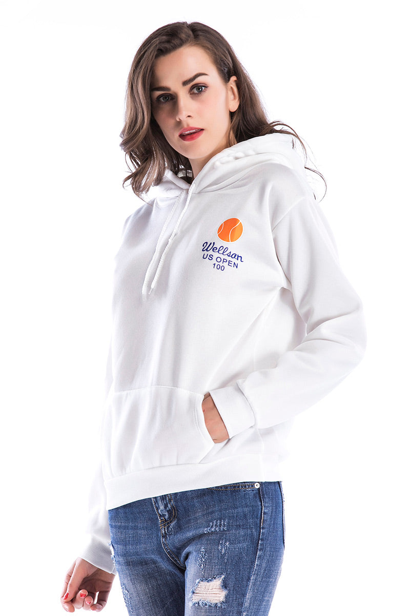 Kangaroo Pocket Hooded Printed Sweatshirt