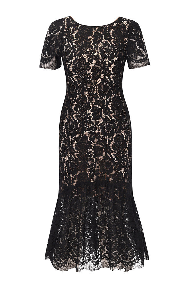 Knee Length Black Lace Cocktail Party Dresses