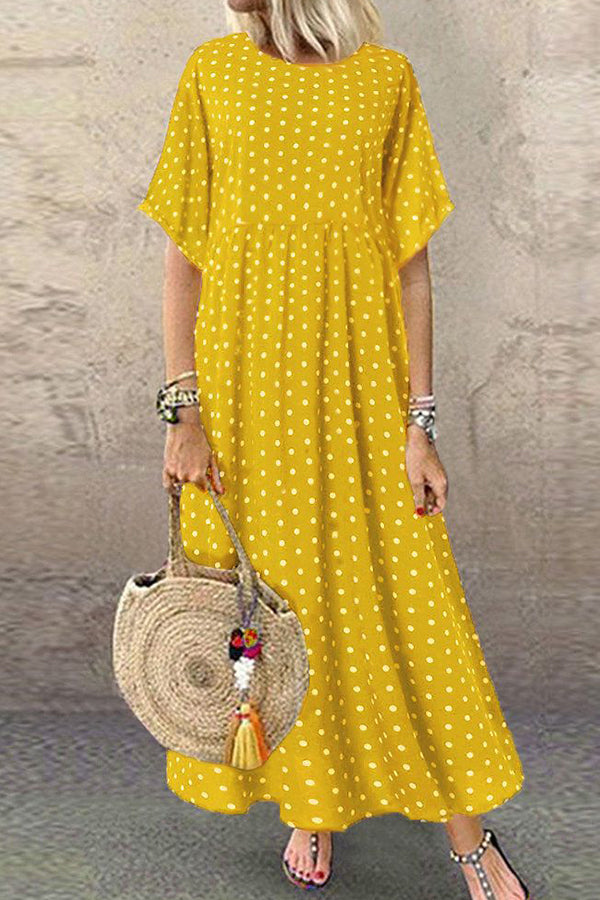 Polka Dot Scoop Vacation Dress - Mislish