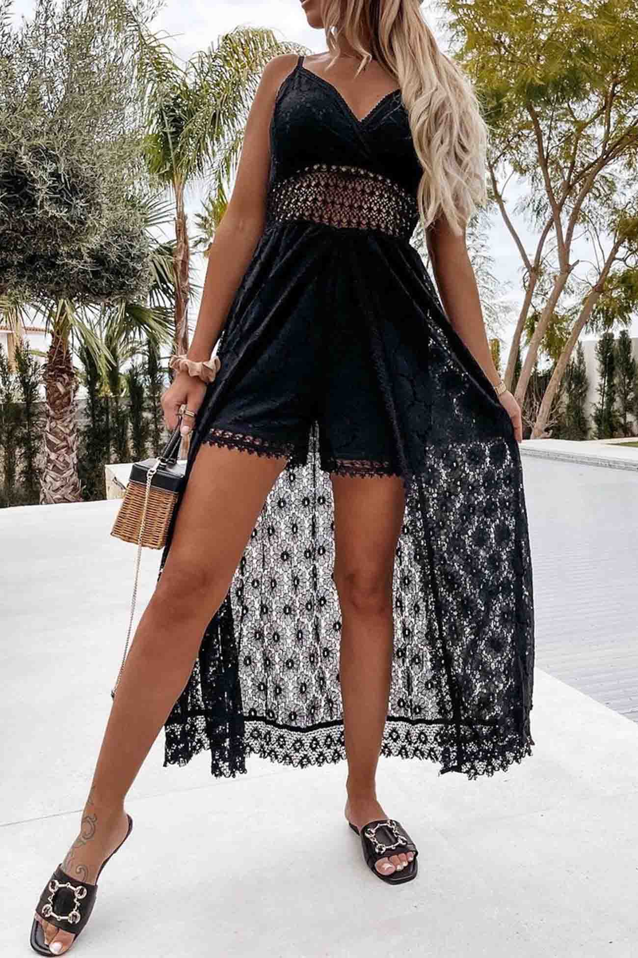 Lace Patchwork Sleeveless Hollow Jumpsuit