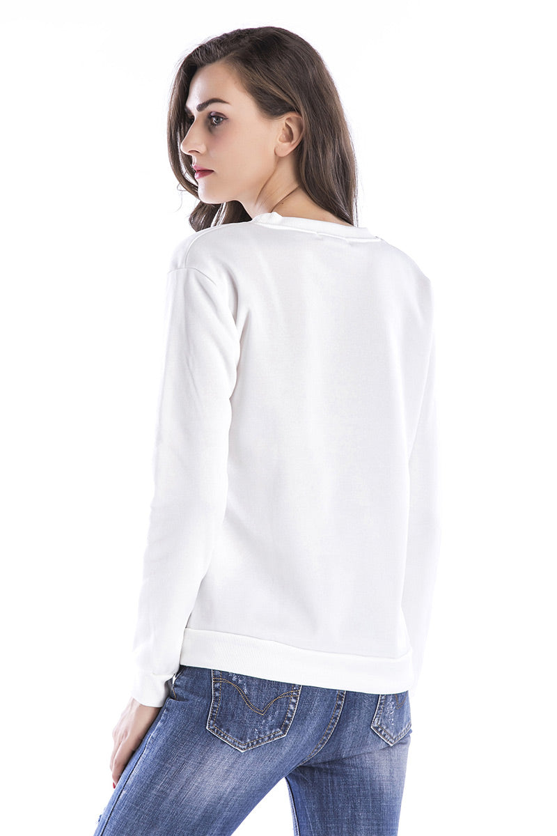 Letter Print Round Neck Cotton Sweatshirt