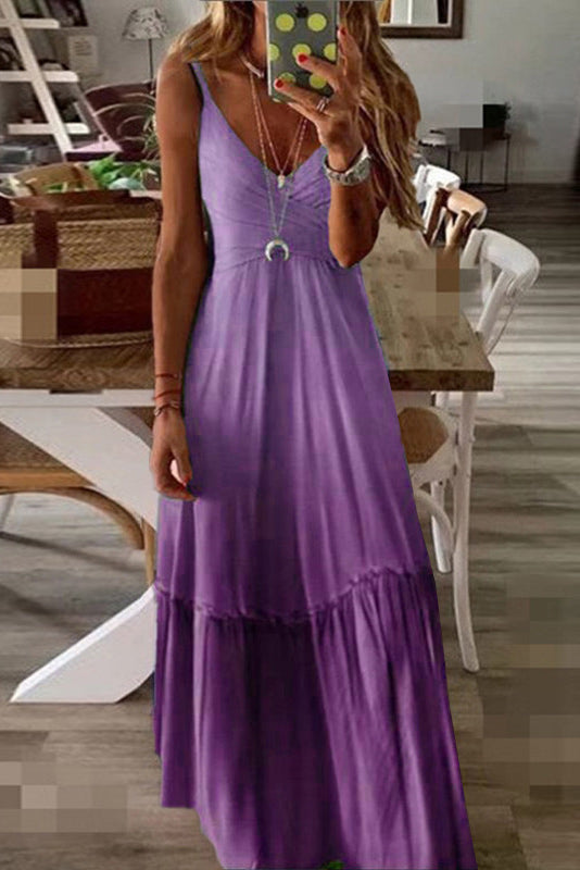 Loose Solid V-neck Cami Dress