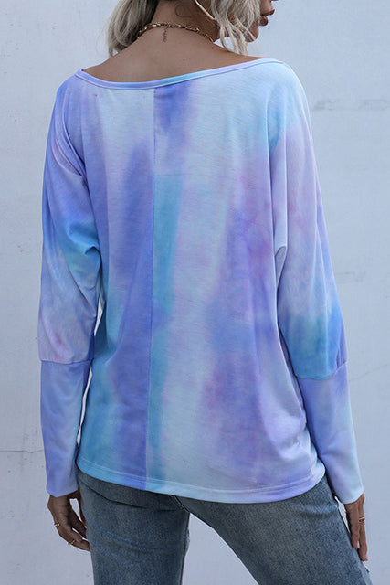 Loose Tie-dye Scoop Long Sleeve Top