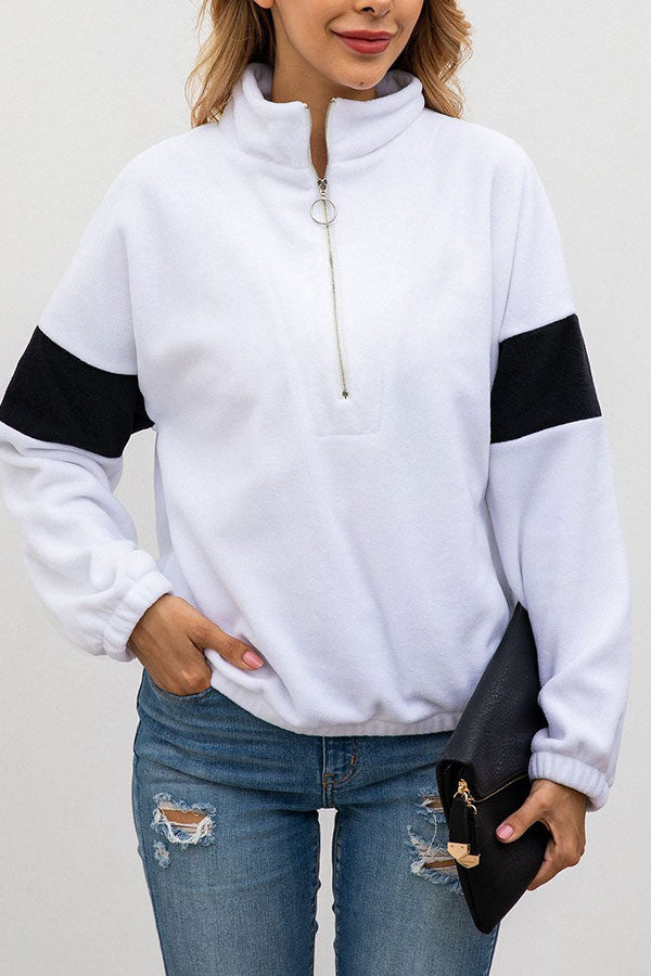 Half Zip Mock-neck  Sweatshirt - Mislish